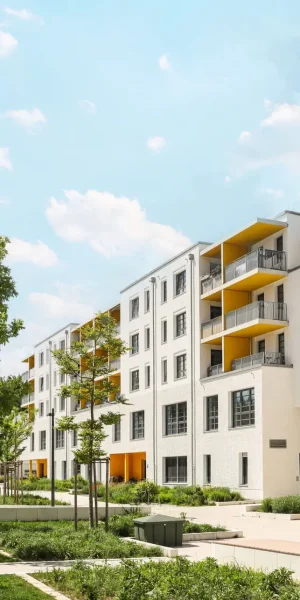 Cityscape,Of,A,Residential,Area,With,Modern,Sustainable,Apartment,Buildings,